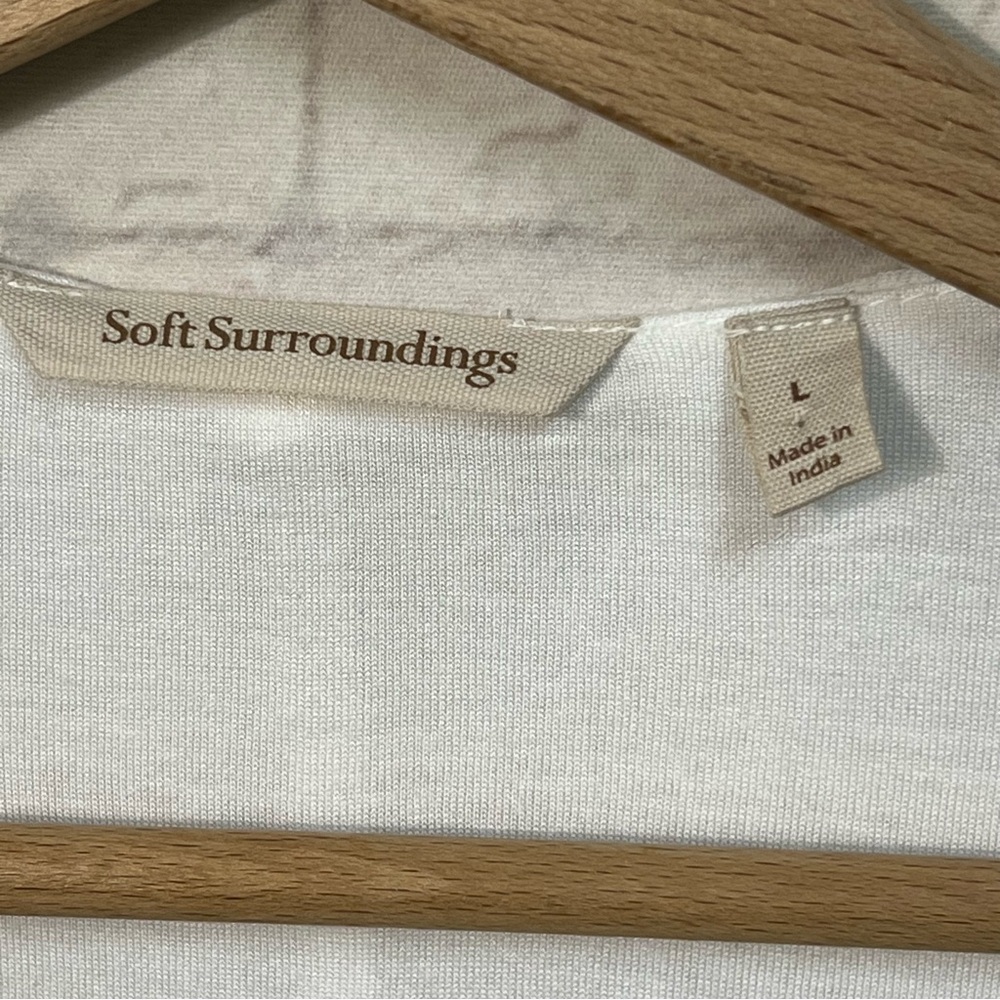 Soft Surroundings Sz Large 100% Cotton Casual Dress Pockets Knee Length White SS - Picture 5 of 12